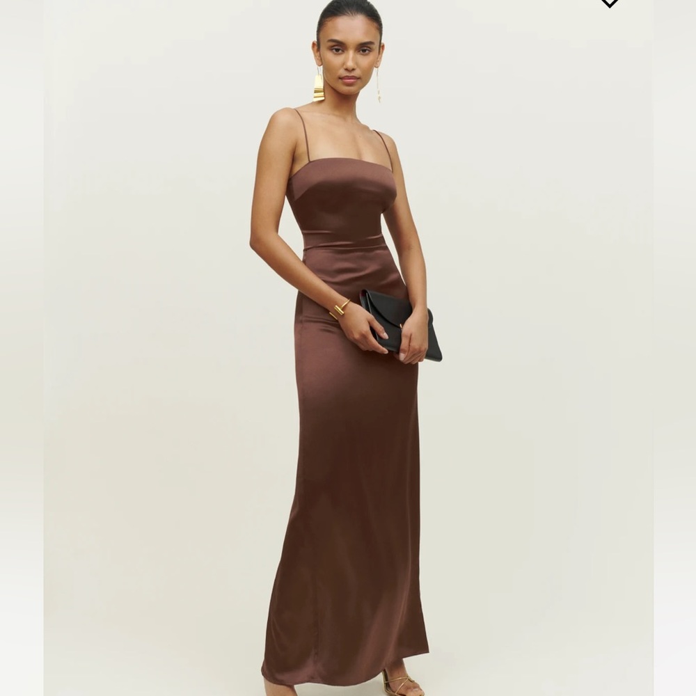 Reformation Frankie Silk Dress in Cafe *NWT*